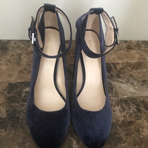 chunky navy blue heels